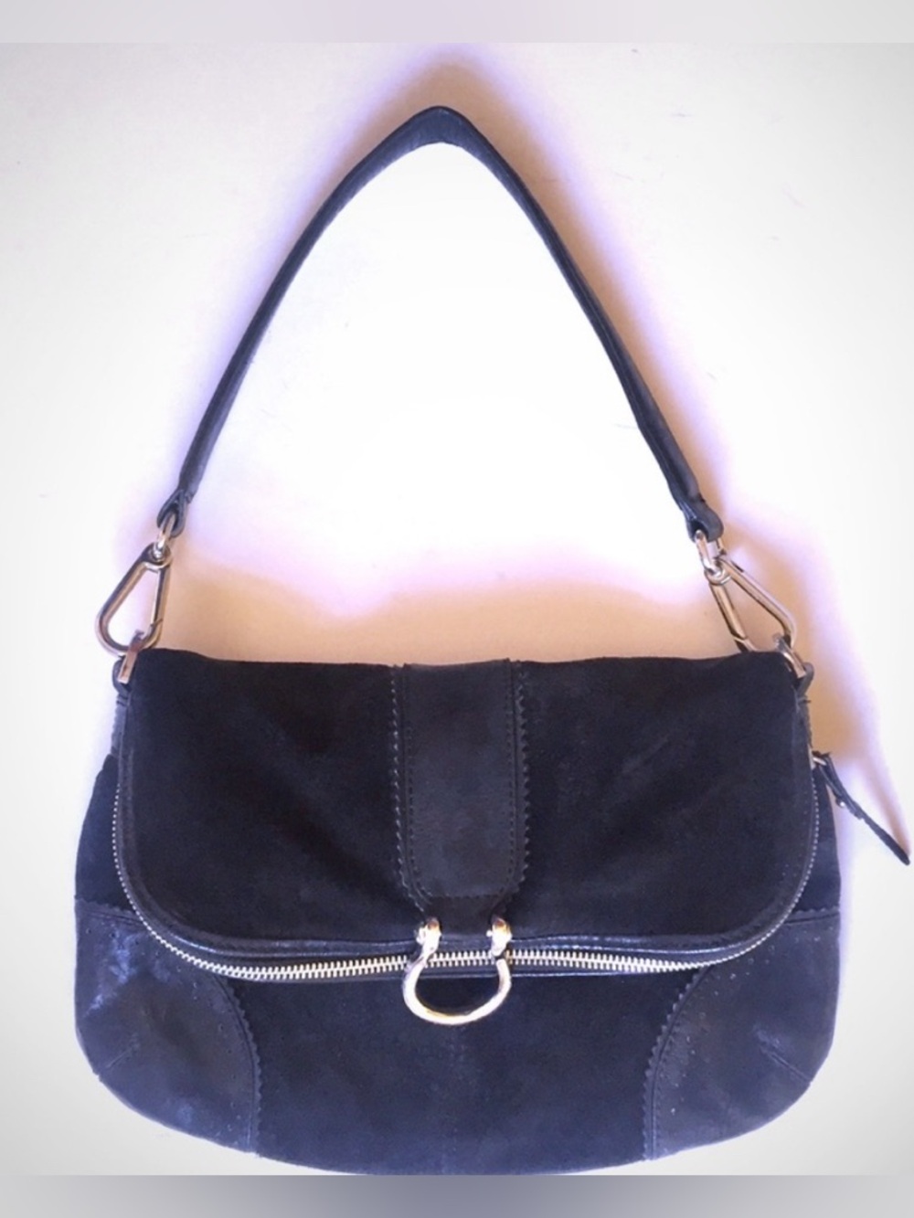 Black Suede and leather gorgeous shoulder bag London Marks & Spenser NWOT